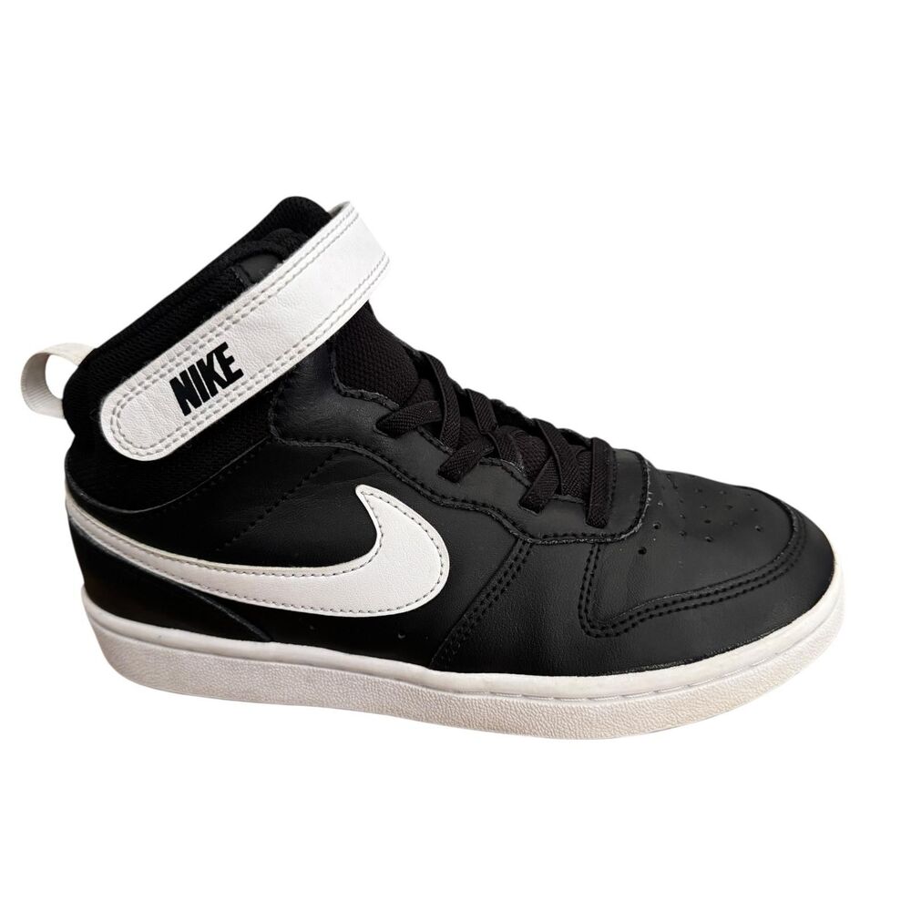Nike Court‎ Borough Mid 2 Shoes Youth Size 2.5Y Black White Sneakers CD7783-010